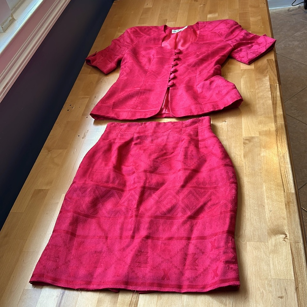 Vintage Dior Skirt Suit hot pink size 4